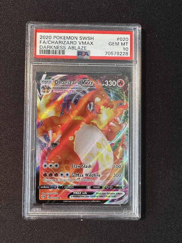 Charizard vmax darkness ablaze psa 10, Ophalen of Verzenden, Zo goed als nieuw, Losse kaart