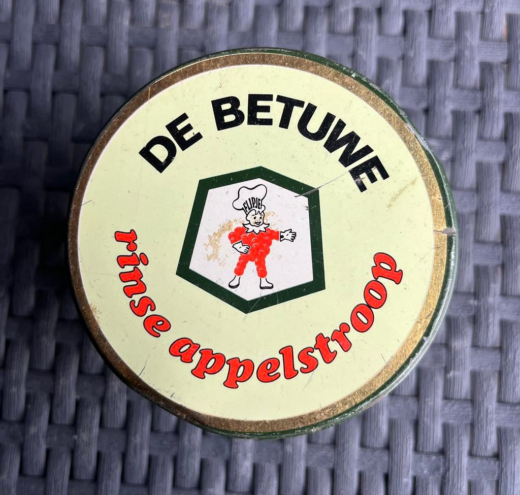 Blik rinse appelstroop de betuwe flipje, Verzamelen, Blikken, Ophalen of Verzenden, Gebruikt, Overige