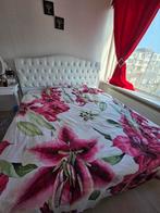 Witte bed boxspring met witte kledingkast en met make-up, Ophalen, Wit, Tweepersoons, Zo goed als nieuw