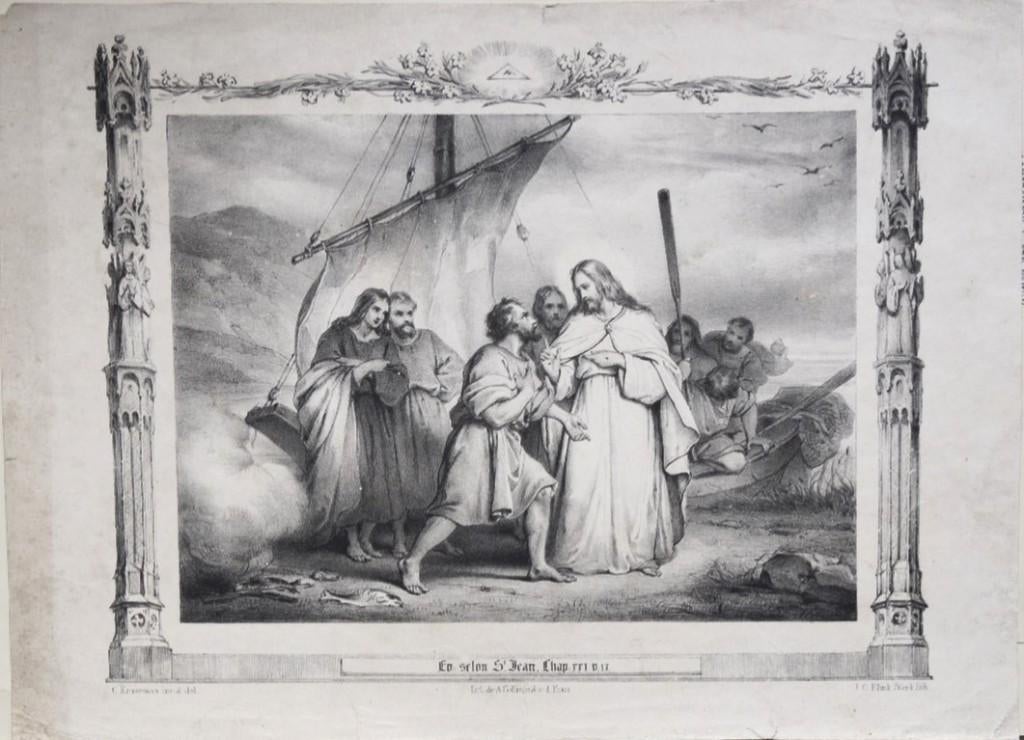 J. C. Elink Sterk litho "Evangelie volgens Heilige Johannes", Antiek en Kunst, Ophalen