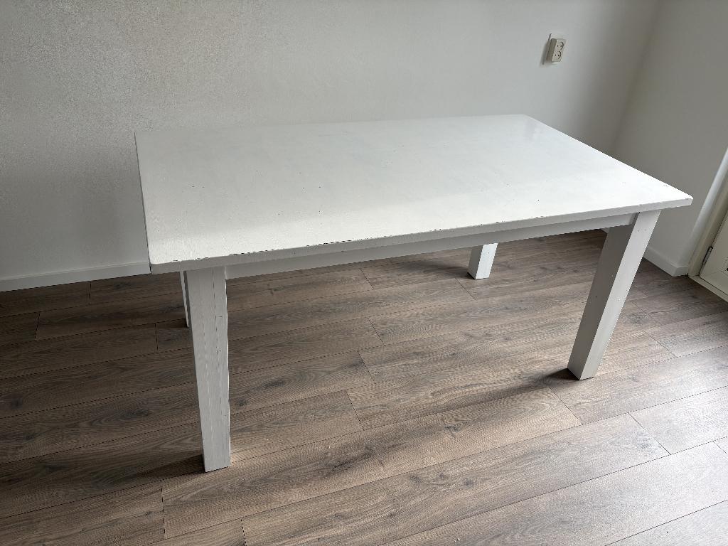 Eettafel hout wit, Huis en Inrichting, Tafels | Eettafels, Gebruikt, 50 tot 100 cm, 150 tot 200 cm, Vier personen, Rechthoekig