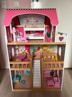 Groot en compleet houten poppenhuis met meubels, Ophalen, Zo goed als nieuw, Poppenhuis