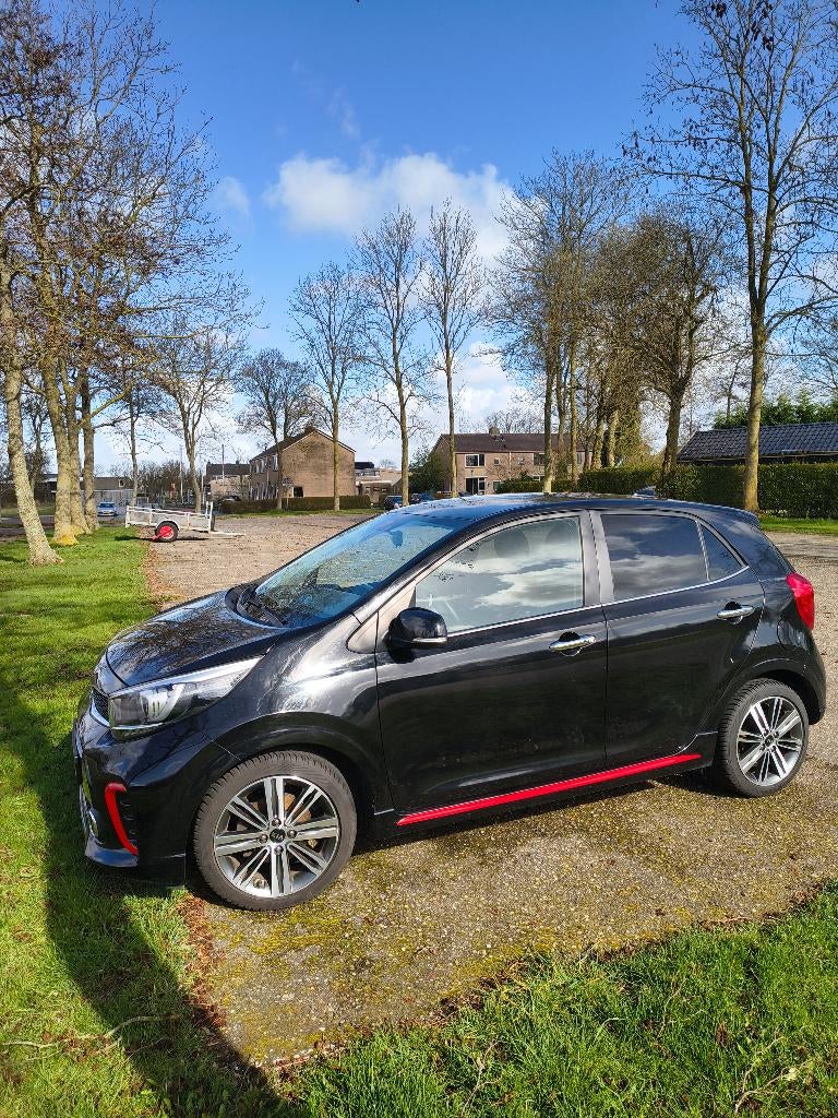 Kia Picanto 1.0 T-gdi 100pk 5-zits 2020 Zwart, Auto's, Kia, Voorwielaandrijving, 920 kg, USB, Zwart