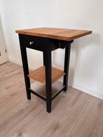 Ikea Stenstorp Keukentrolley / Bijzettafel - Zwart/Eiken, Huis en Inrichting, Ophalen, 50 tot 100 cm, Rond, Zo goed als nieuw