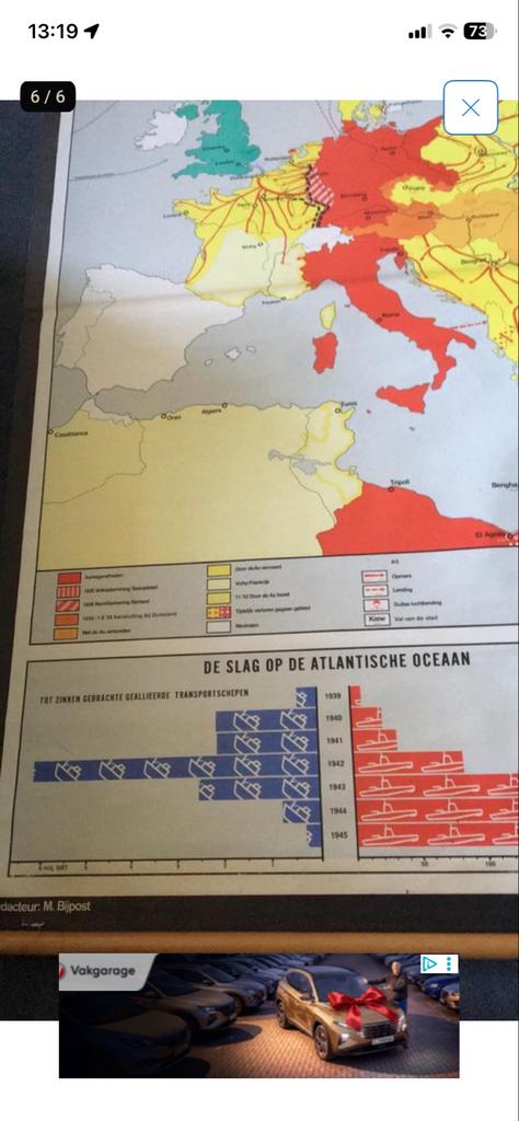 Vintage Schoolplaat Europa in de 2e Wereldoorlog, Ophalen, Geschiedenis