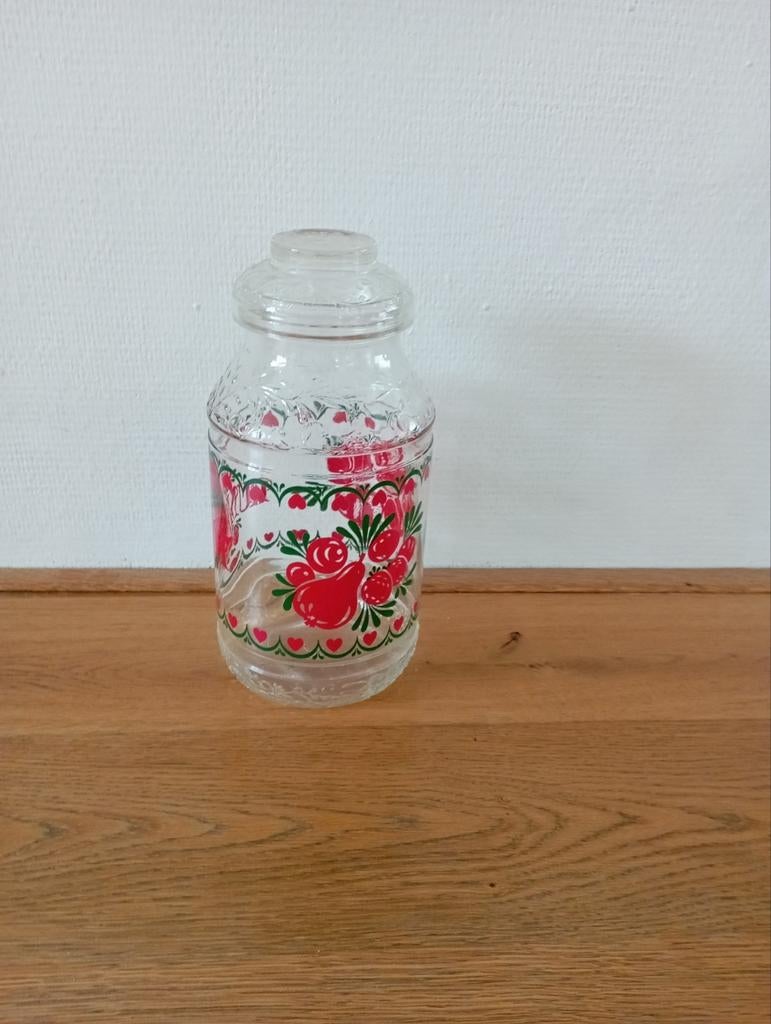 Glazen Rumtopf met Bloemenpatroon - 30 cm hoog, Ophalen, Gebruikt, Overige kleuren, Glas