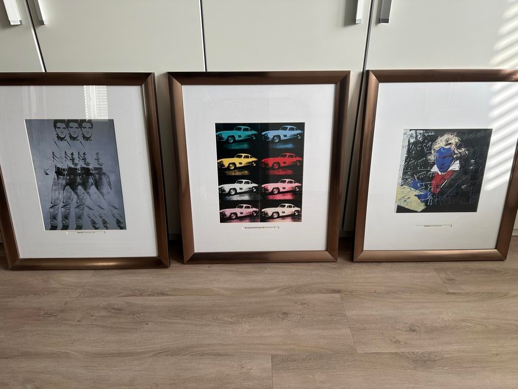 Set van 3 ZEER MOOIE Andy Warhol-stijl prints (ingelijst), Antiek en Kunst, Kunst | Litho's en Zeefdrukken, Ophalen