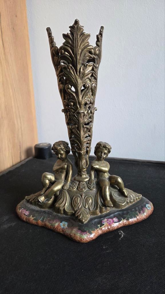 bronzen vaas met porseleinen voet, Antiek en Kunst, Antiek | Vazen, Ophalen