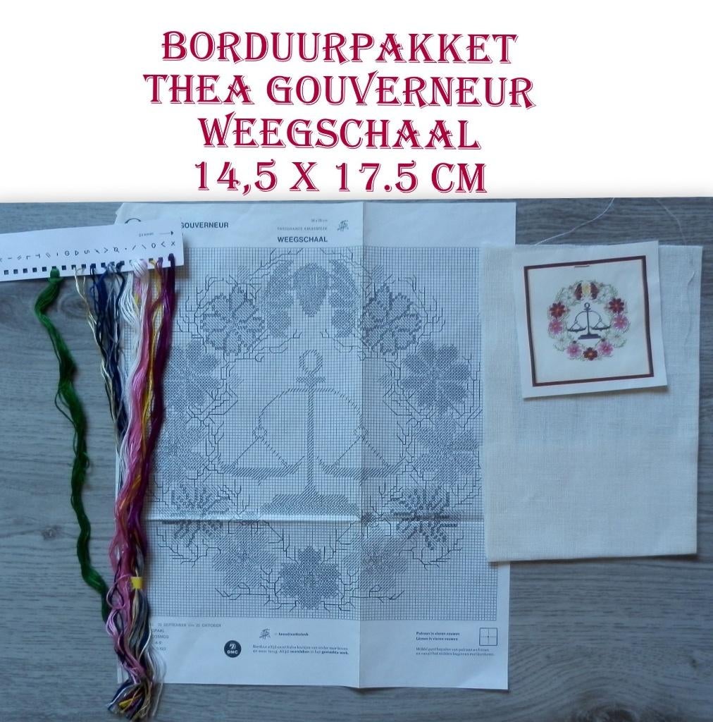 Borduurpakket: Thea Gouverneur -Sterrenbeeld: Weegschaal, Ophalen of Verzenden, Zo goed als nieuw, Handborduren, Borduurpakket