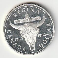 1  dollar  1982  Canada. km. 133   proof/unc, Ophalen of Verzenden, Noord-Amerika, Losse munt, Zilver