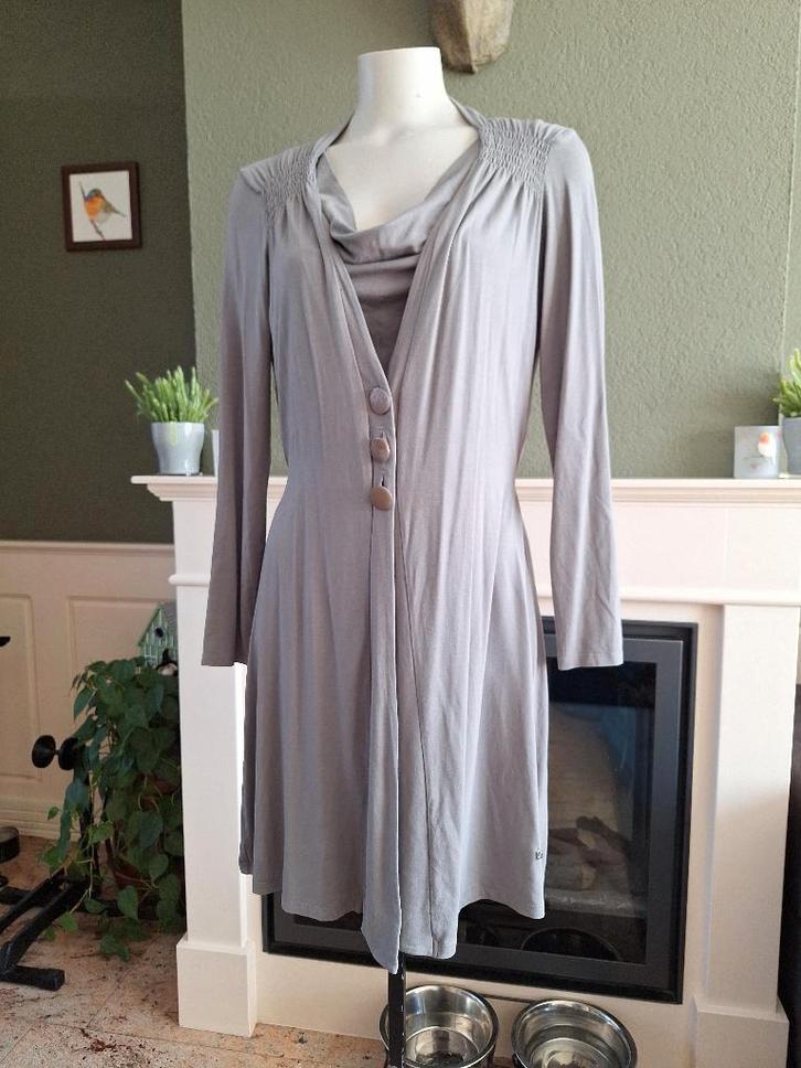 Xandres grijze waterval top en vest cardigan combi L 42 44, Kleding | Dames, Truien en Vesten, Zo goed als nieuw, Maat 42/44 (L)