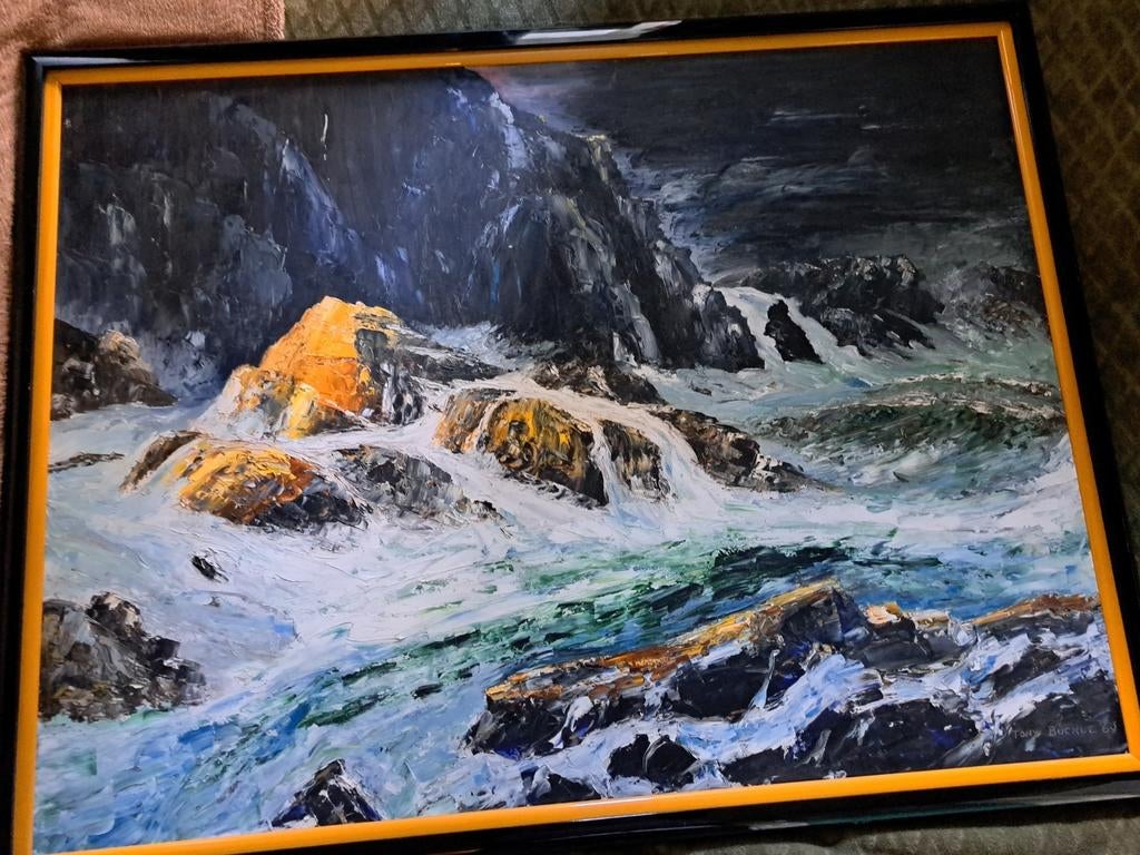 Groot Schilderij 'Moonlight on the Rocks' door Tony Buckle,, Ophalen of Verzenden