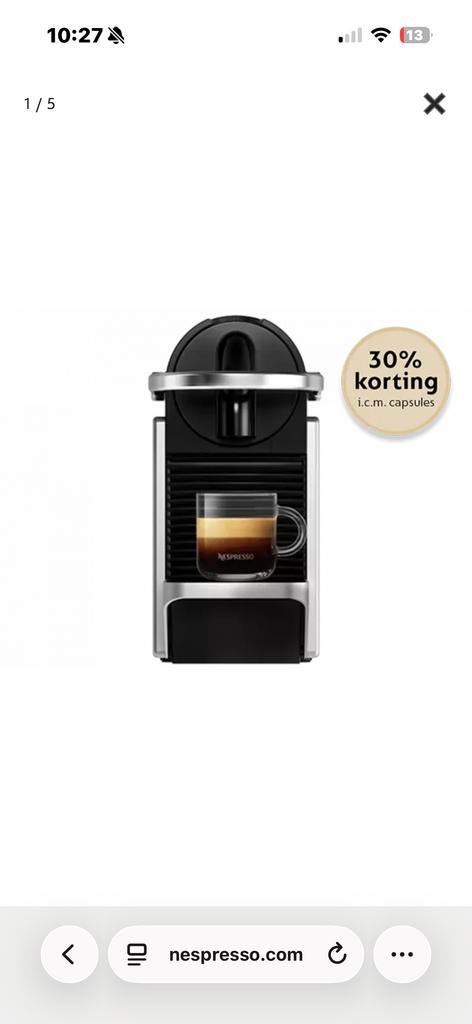 Nespresso pixie koffiemachine, Ophalen, Koffiemachine, Zo goed als nieuw, Koffiepads en cups