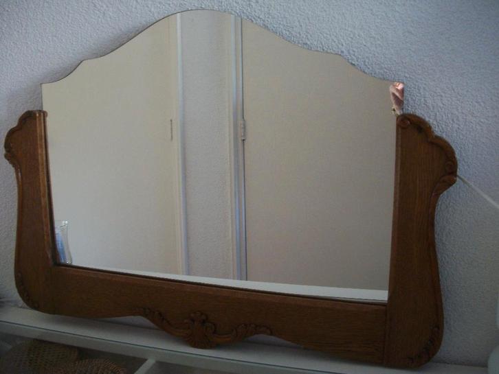 Spiegel met Houten Lijst Versiering - 76 x 54,5 cm - zgan, Antiek en Kunst, Antiek | Spiegels, 50 tot 100 cm, Minder dan 100 cm