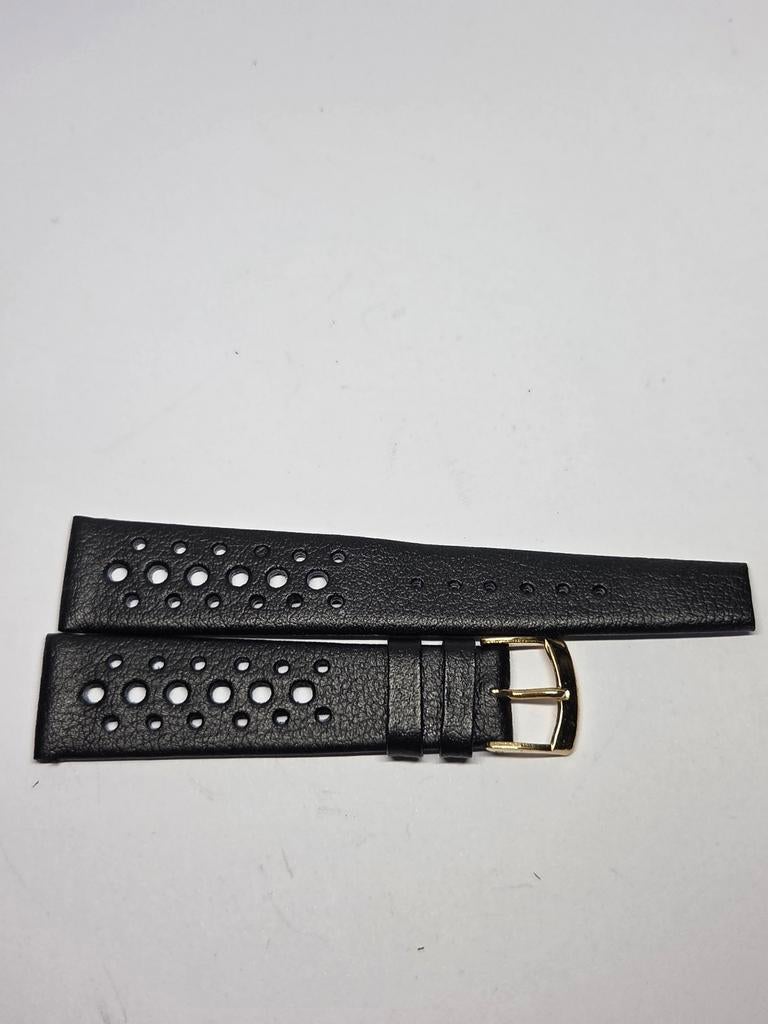 Vintage NOS Racing Rally horlogeband 20mm goudkleurige gesp, Ophalen of Verzenden
