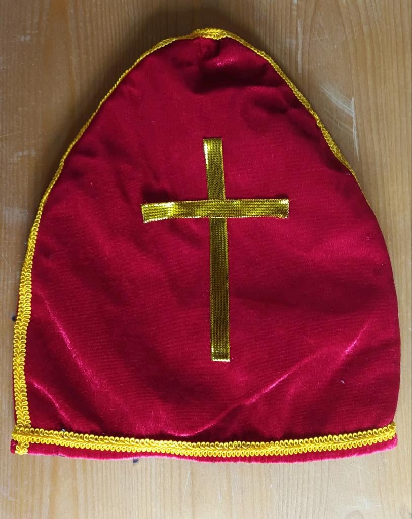 Sint Sinterklaas kostuum mijter hoedje decoratie piet rood, Ophalen of Verzenden, Gebruikt