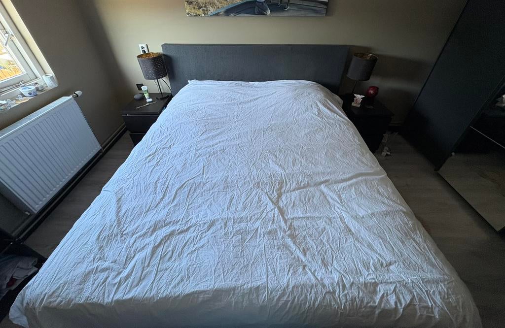 Antraciet boxspring – ruim en comfortabel, Huis en Inrichting, Slaapkamer | Boxsprings, Gebruikt, Overige maten, Tweepersoons