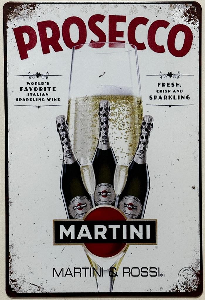 Prosecco Martini Champagne reclamebord van metaal wandbord, Huis en Inrichting, Woonaccessoires | Wanddecoraties, Nieuw, Ophalen of Verzenden