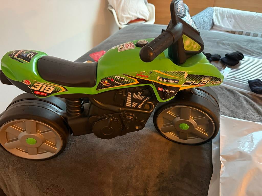 Kinder motor groen, Kinderen en Baby's, Speelgoed | Buiten | Voertuigen en Loopfietsen, Ophalen, Gebruikt, Loopfiets