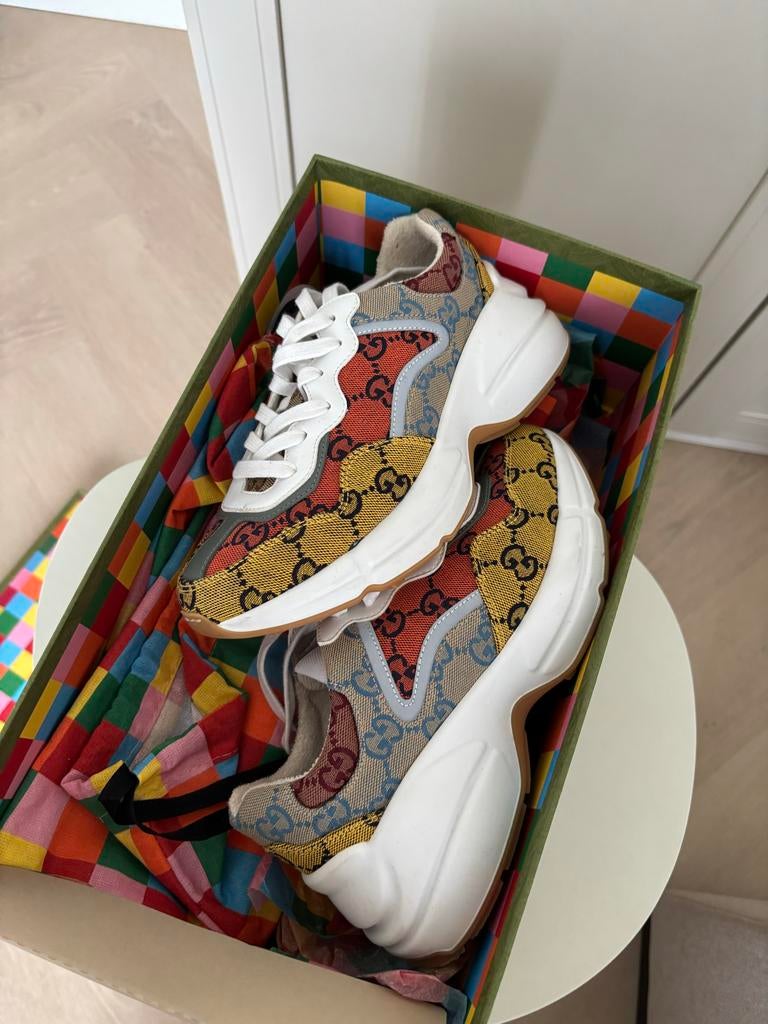 Gucci Rhyton sneakers met GG-patroon - Maat36, Overige kleuren, Ophalen of Verzenden, Sneakers of Gympen, Zo goed als nieuw