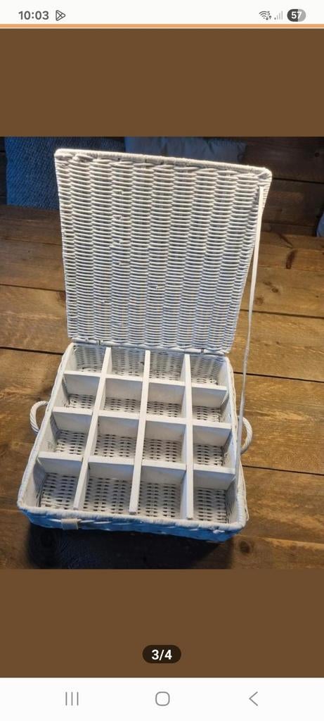 Riviera Maison theemand met vakken, Huis en Inrichting, Woonaccessoires | Schalen en Manden, Ophalen, Zo goed als nieuw, Rechthoekig