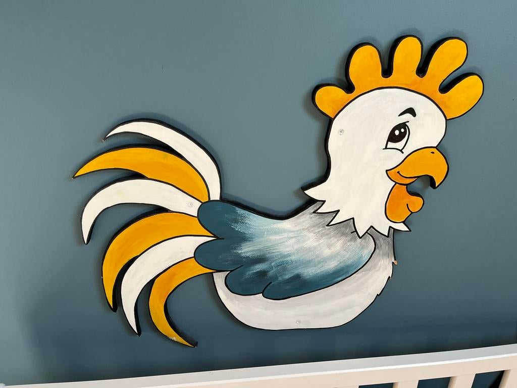 Houten muurpaneel kip - Landelijke decoratie voor kinderkame, Ophalen, Gebruikt, Hout, Meerkleurig