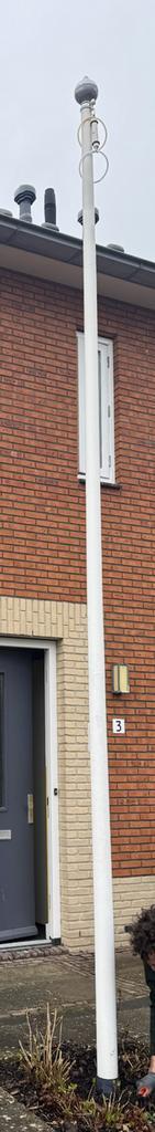 Vlaggenmast 6m wit Aluminium, Ophalen, Zo goed als nieuw