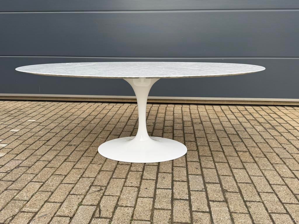 Originele ovale Knoll Tulip eettafel (198cm) Carrara marmer, Huis en Inrichting, Tafels | Eettafels, Ophalen of Verzenden, Vitra togo mah jong ligne roset cassina b&b italia artifort