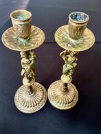 Antieke bronzen kandelaar koning-koningin.twee ongeveer 1 kg, Antiek en Kunst, Antiek | Kandelaars, Ophalen of Verzenden, Koper of Brons