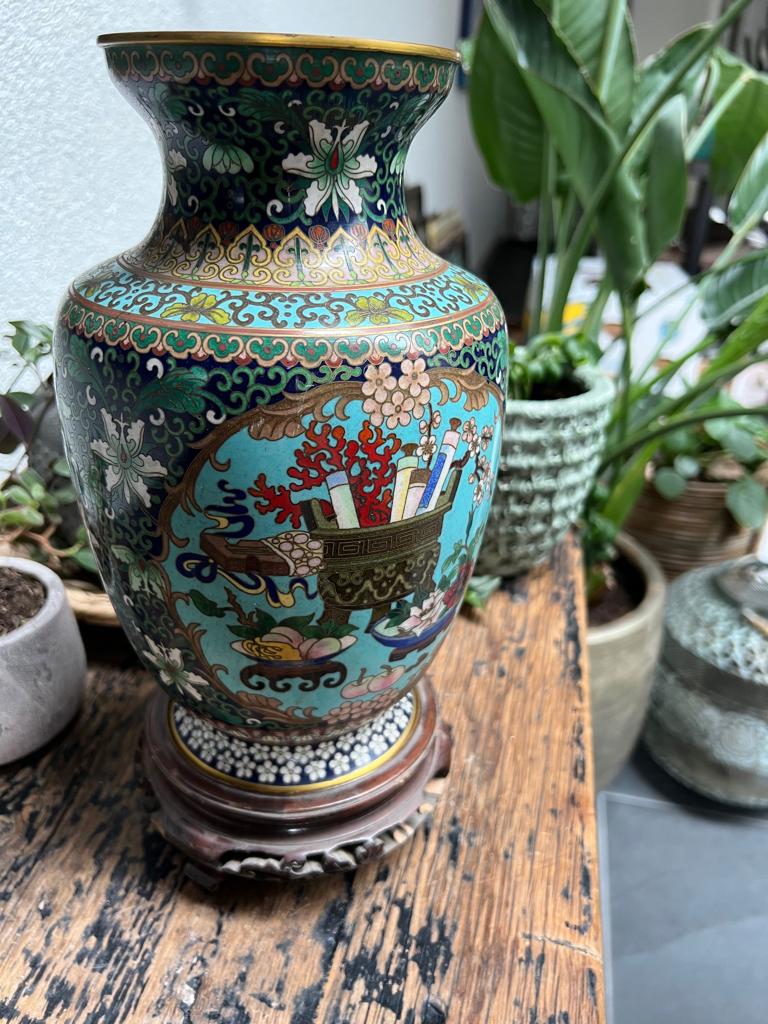 Antieke chinese Cloisonné Vaas chinees handwerk, Ophalen of Verzenden
