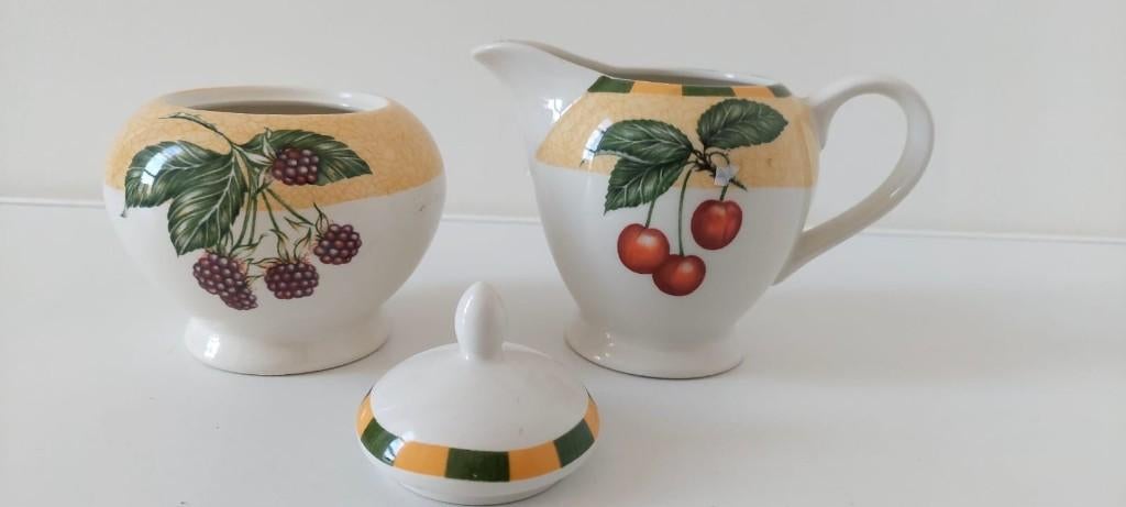 Vintage engels Churchill Fruits melk kan en suiker pot, Eu, Eu, Keramiek, Overige typen