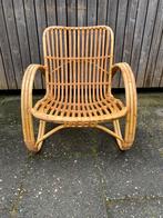 Vintage rotan luie stoel, Ophalen, Gebruikt, Overige kleuren, Mid Century vintage