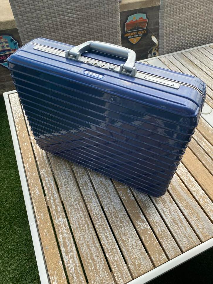 Originele Rimowa Polycarbonaat Attache Koffer - Blauw, Sieraden, Tassen en Uiterlijk, Koffers, Gebruikt, Hard kunststof, Minder dan 50 cm