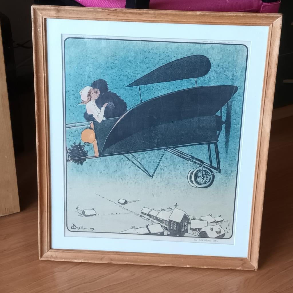 Originele litho, roman vliegtuig, J.E. Goossens, Bruxelles, Ophalen of Verzenden