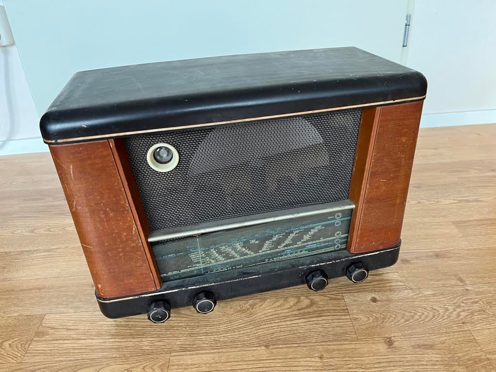 Vintage buizenradio - Jaren '50 design, Audio, Tv en Foto, Radio's, Ophalen, Gebruikt, Radio