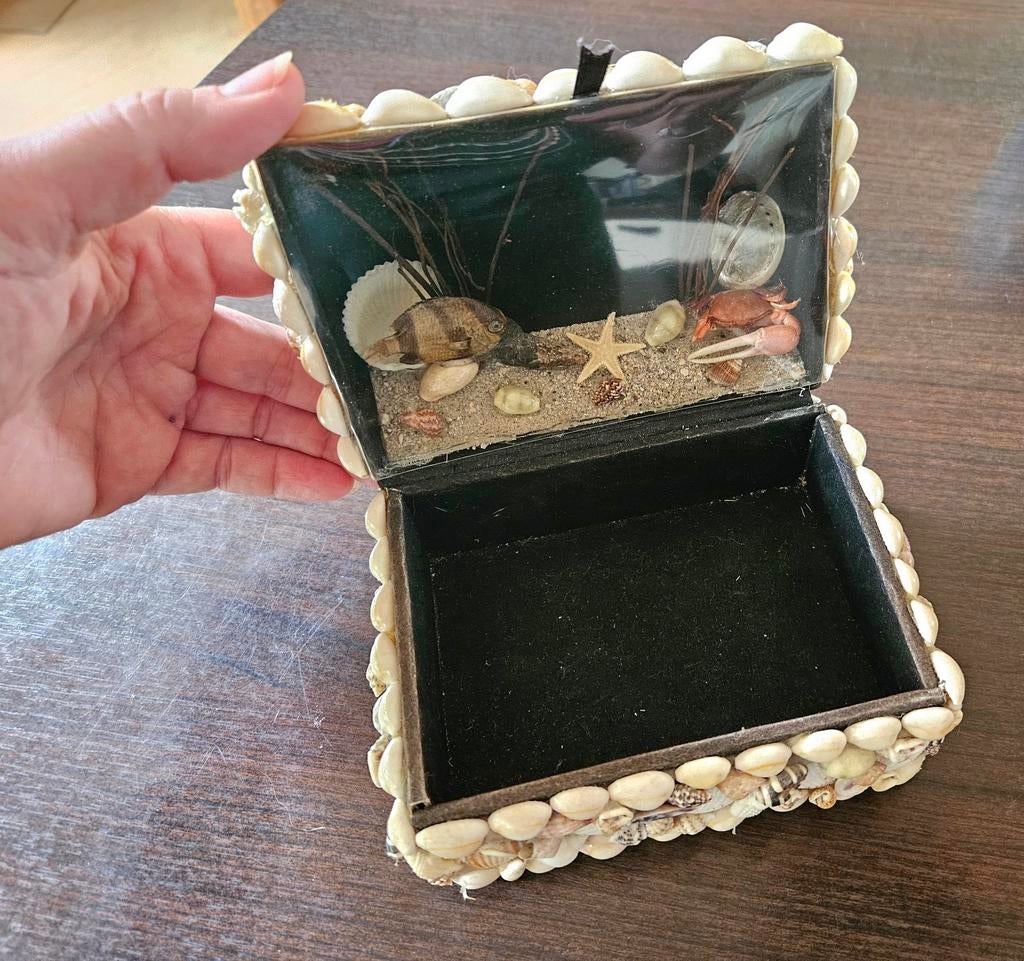 Schelpen Opbergbakje met Onderwater Tafereel, Ophalen of Verzenden, Gebruikt