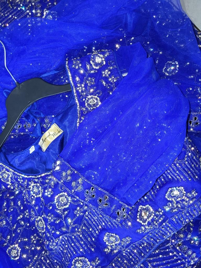 Prachtige Bollywood/ ghagra Mode Jurk - Maat 40 (M), Maat 38/40 (M), Galajurk, Blauw, Ophalen of Verzenden