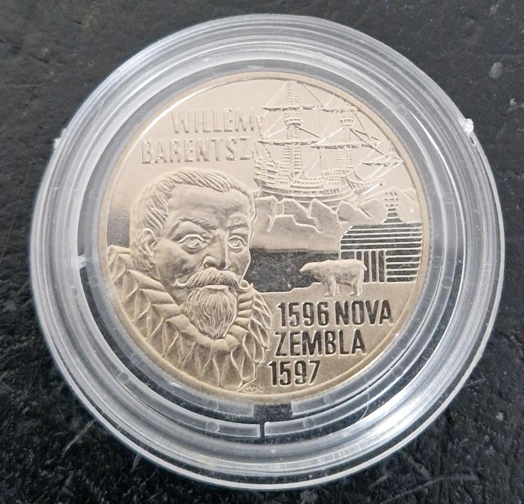 Nederland 1996 - 5 euro - Willem Barentsz - Pre-Euro - proof, Postzegels en Munten, Ophalen of Verzenden, Overige landen, 5 euro