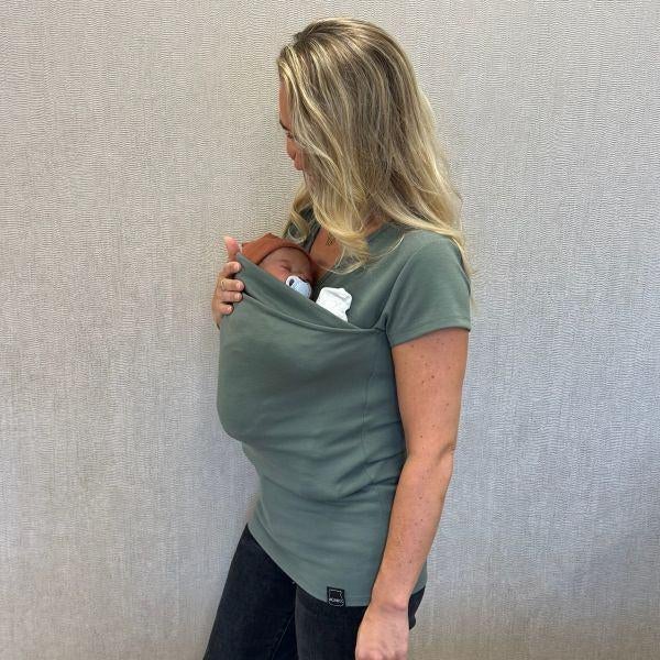 Womboo Buidelshirt - Vrouw - Maat S - Groen, Kinderen en Baby's, Nieuw, Rug, Draagzak, Ophalen