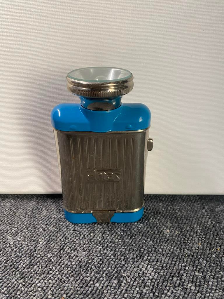 Vintage zakflacon met vergrootglas - Blauw/Zilver, Antiek en Kunst, Ophalen of Verzenden