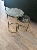 Set van 2 groene marmeren tafeltjes, Ophalen, Zo goed als nieuw, Rond, Overige materialen