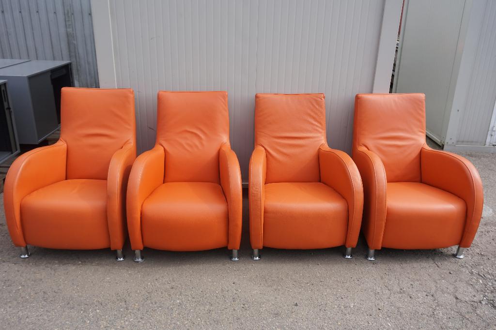 Amerland Oranje fauteuils fauteuil mooie stoelen, Ophalen, Gebruikt, 50 tot 75 cm, Leer