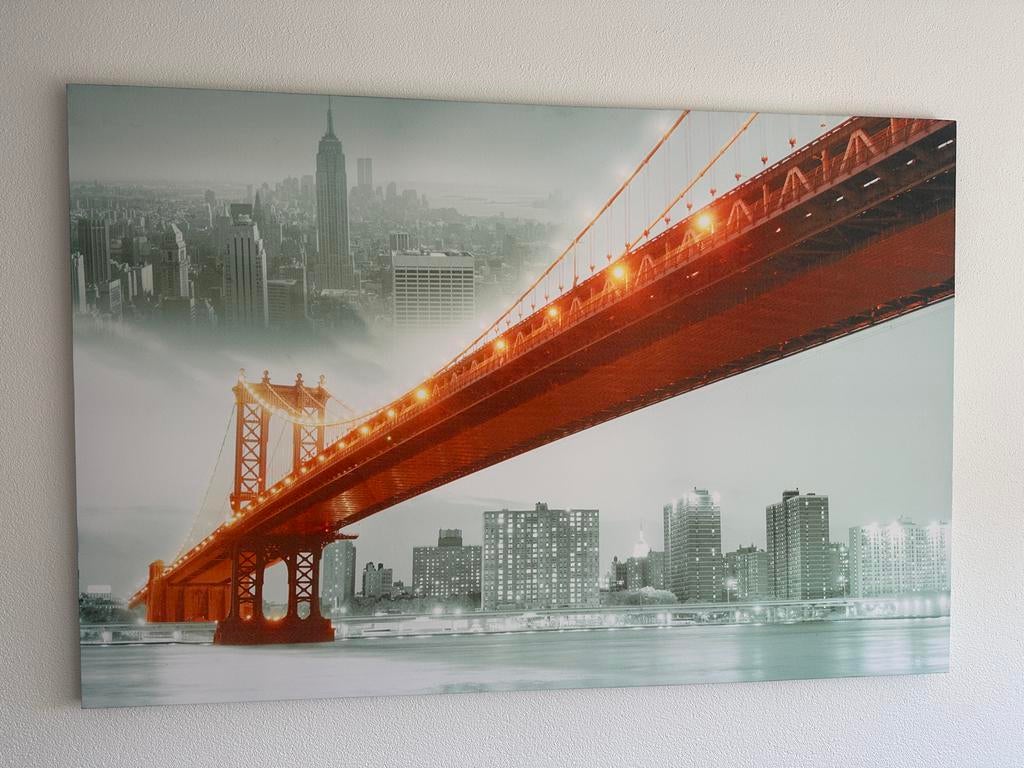 Canvas schilderij New York brug, Huis en Inrichting, Woonaccessoires | Schilderijen, Tekeningen en Foto's, Ophalen, Gebruikt, 50 tot 75 cm