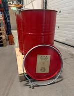 Rood ijzeren vat met deksel en klemband – 200 liter, Tuin en Terras, Ophalen, Zo goed als nieuw, Vuurton