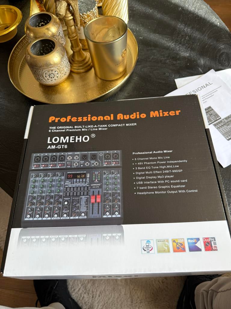 LOMEHO AM-GT6 Professionele Audio Mixer - 6 Kanalen, Muziek en Instrumenten, Ophalen of Verzenden, Nieuw, 5 tot 10 kanalen, Microfooningang