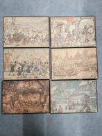 6 Anton Pieck schilderijtjes, Antiek en Kunst, Kunst | Tekeningen en Foto's, Ophalen of Verzenden