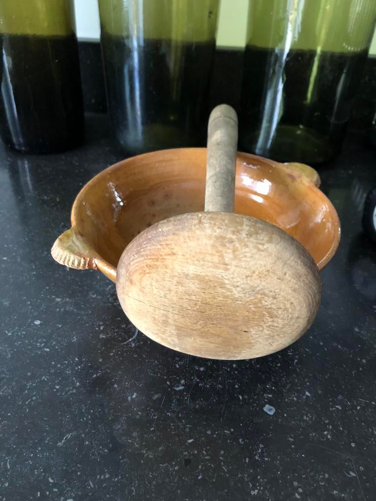 Antieke houten  puree/ gelei  stamper, Verzenden