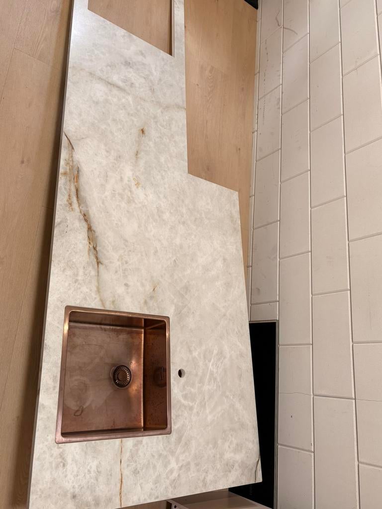 Aanrechtblad met spoelbak, Huis en Inrichting, Keuken | Keukenelementen, Ophalen, Zo goed als nieuw, 50 tot 75 cm, Minder dan 100 cm