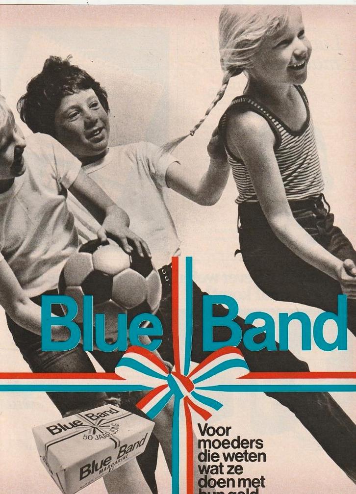 Retro reclame 1974 Blue Band margarine twee stoute jongetjes, Verzamelen, Retro, Overige typen, Verzenden
