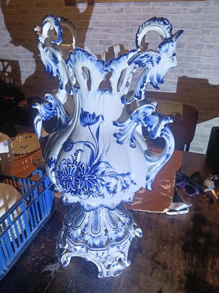 Grote antieke Delfts blauwe vaas, Ophalen